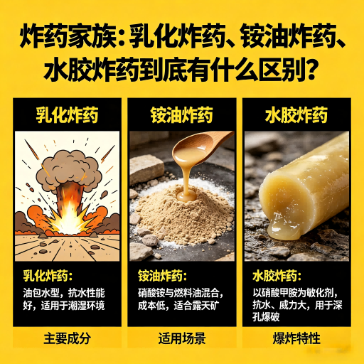 安福炸药家族：乳化炸药、铵油炸药、水胶炸药到底有什么区别？